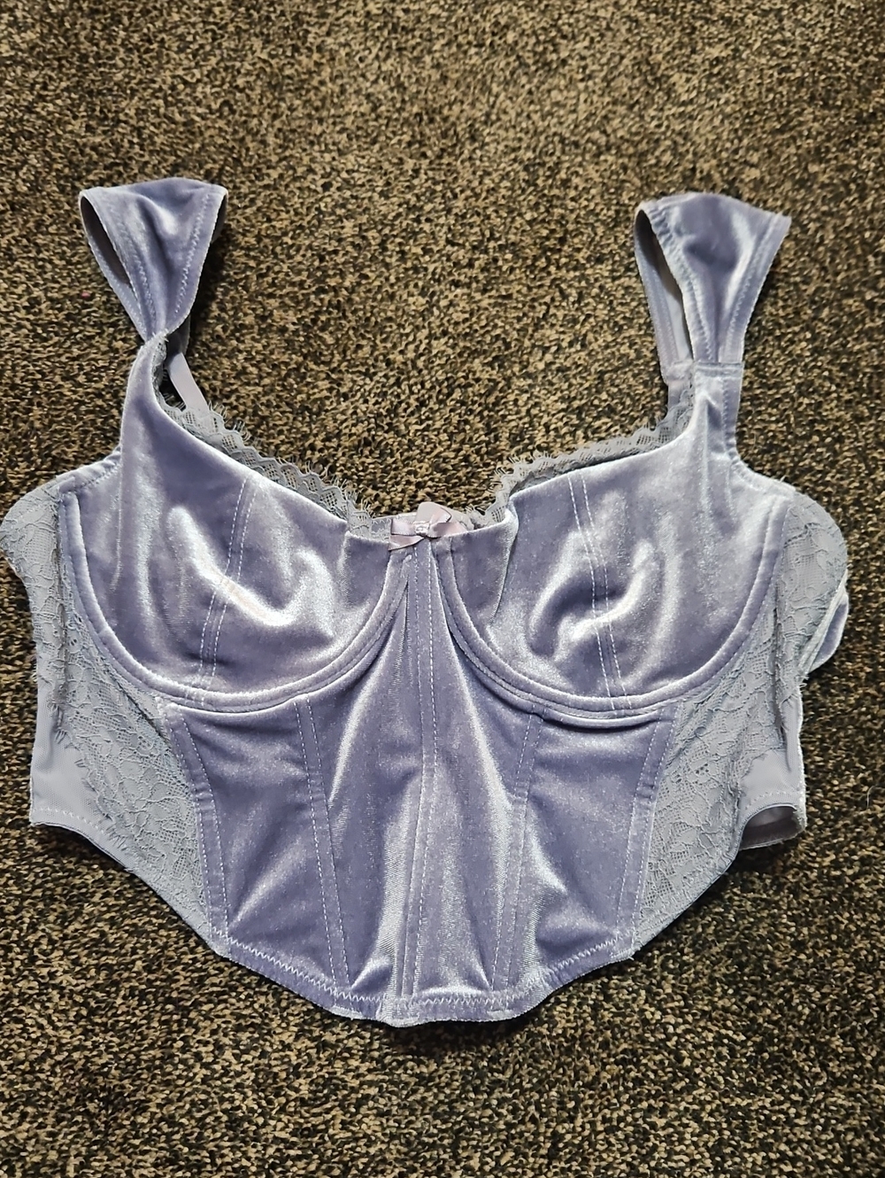 Garage Lilac Velvet Longline Crop Top